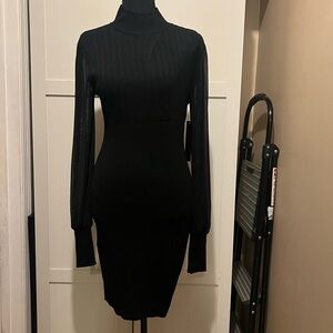 Almost famous Black Long-Sleeve Ribbed Turtleneck Dress
